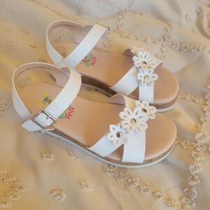 Rachel Shoes White Floral Buckle Sandals for Kids